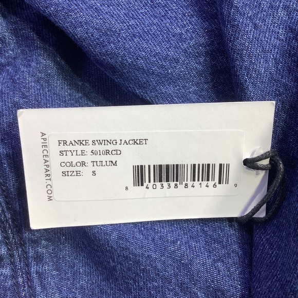 Apiece Apart Franke Swing Jacket Blue Denim Button Front Size Small Womens NWT - Picture 7 of 14